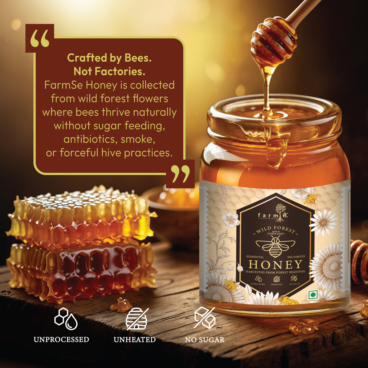 FarmSe A2 Gir Cow Ghee 150ml | Bilona Method & Wild Forest Honey 250ml Combo