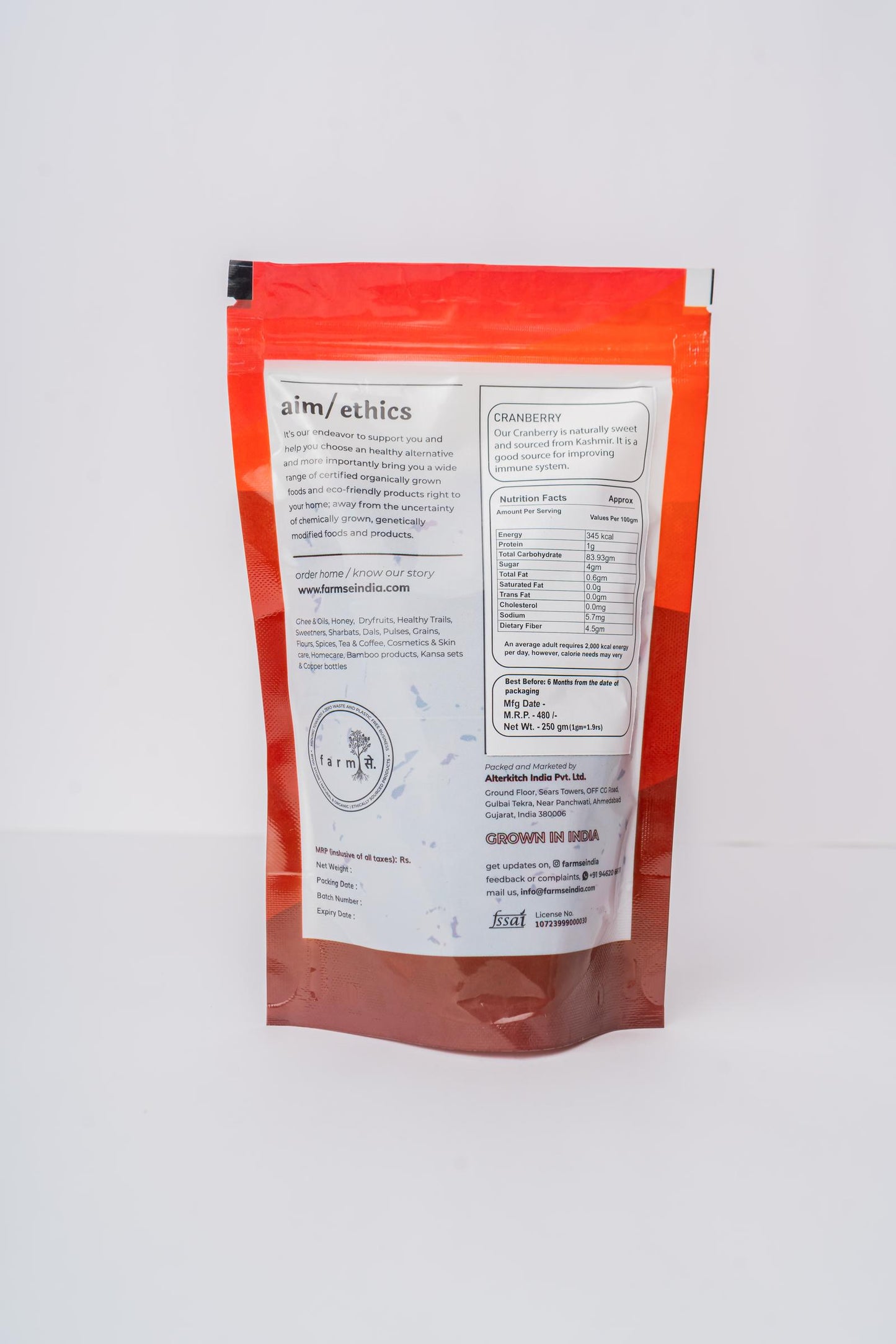 Farmse Cranberry 250Gm