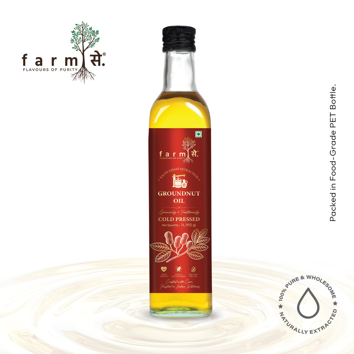 FarmSe Cold Pressed Oils Combo – Mustard, Groundnut & Coconut Oil | 1L Each