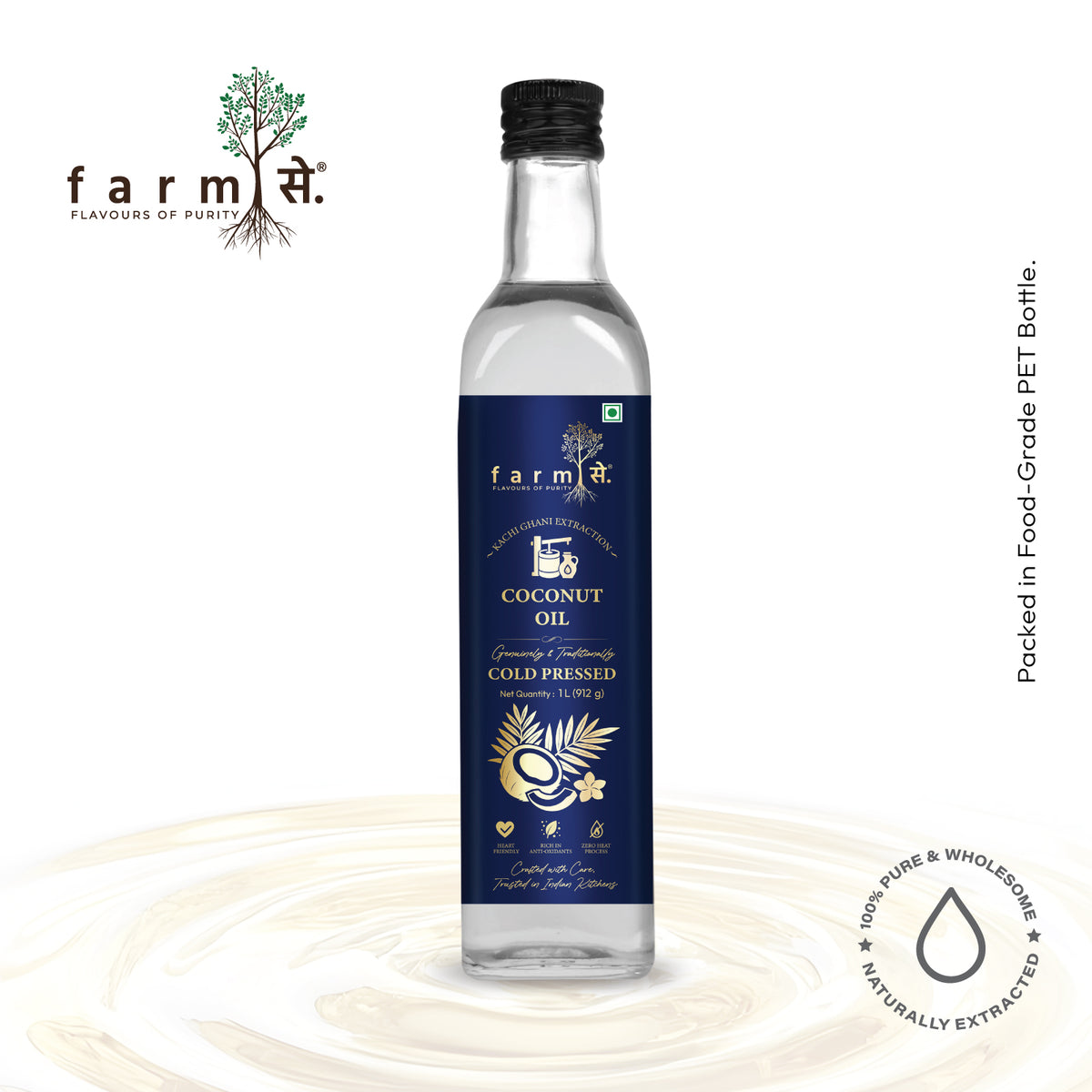 FarmSe Cold Pressed Oils Combo – Mustard, Groundnut & Coconut Oil | 1L Each