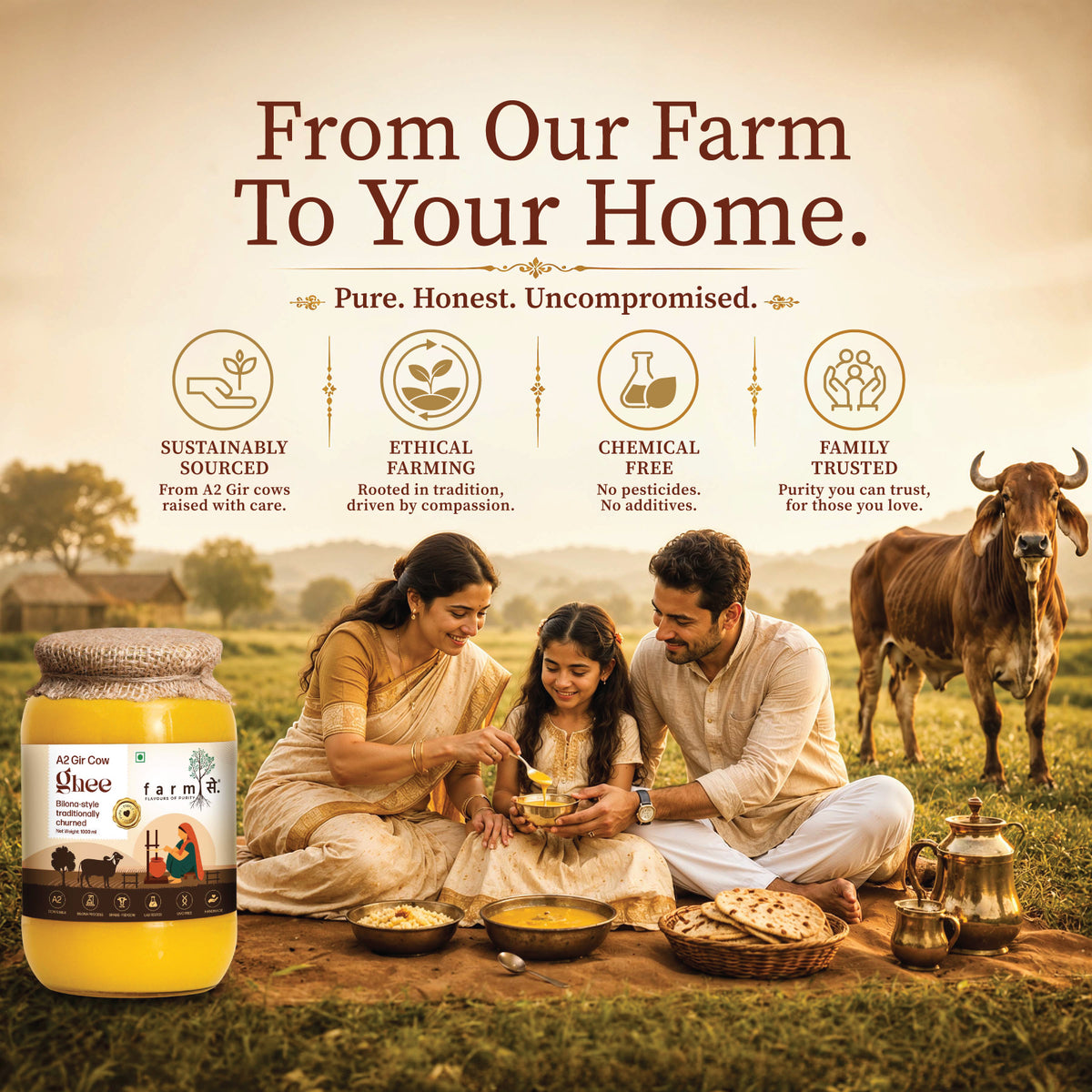 FarmSe A2 Gir Cow Ghee & Cold Pressed Groundnut Oil Combo | 1L Each