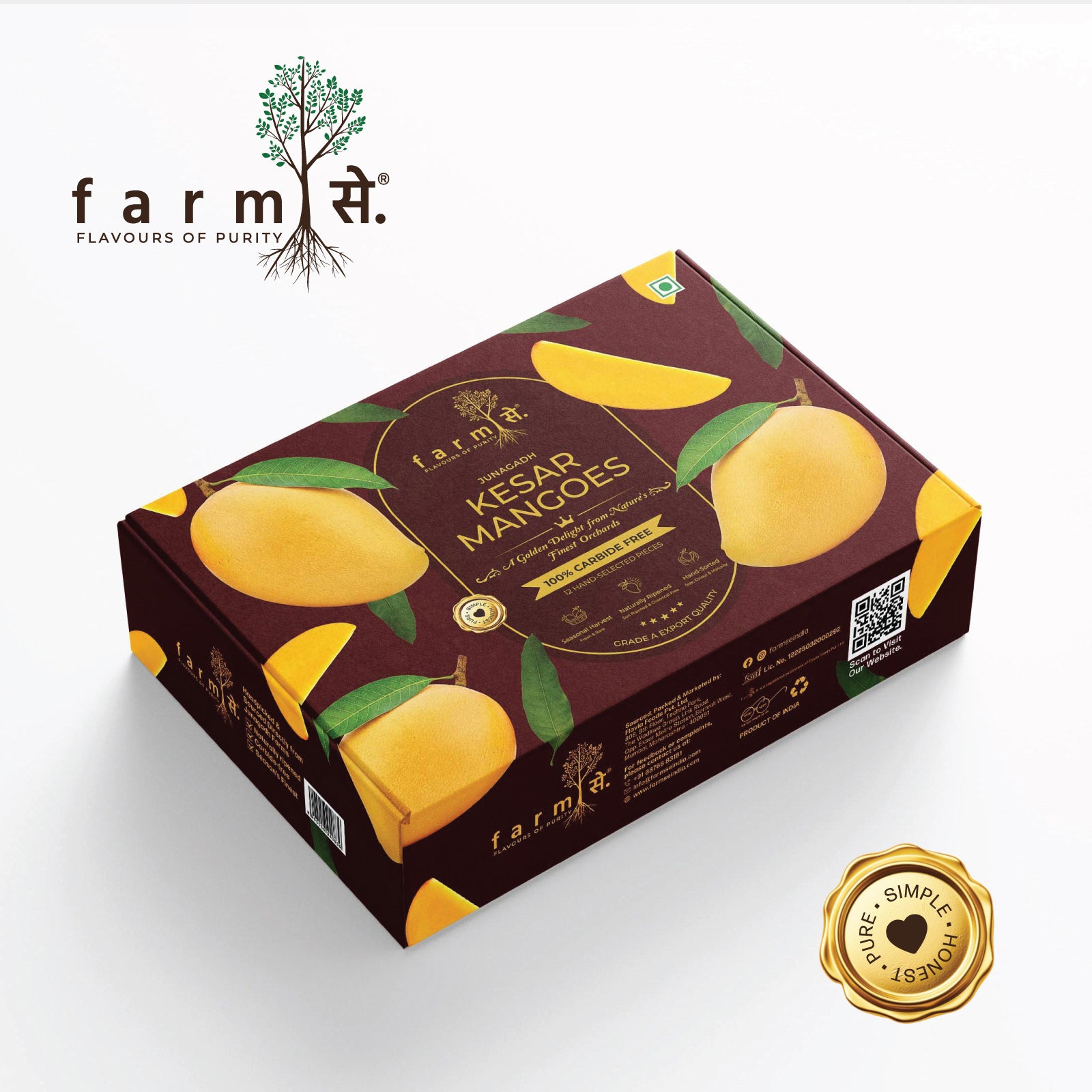 Kesar Mango Ras FarmSe Kesar 1.5kg Mangoes - Pack of 5 Mangoes