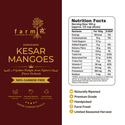 FarmSe Kesar 1.5kg Mangoes - Pack of 5 Mangoes